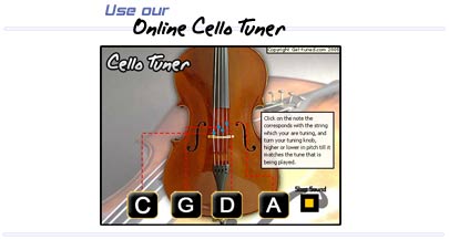 Get Tuned using our online cello tuner